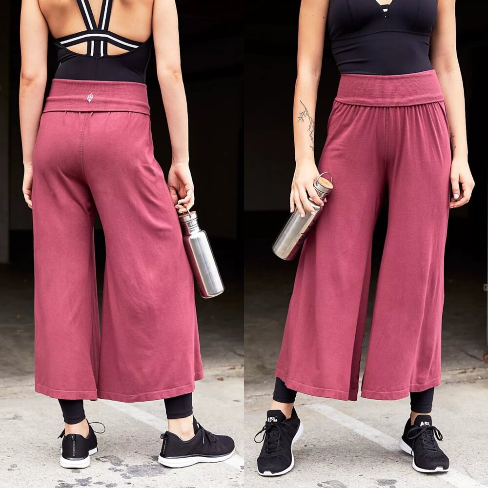 Free people willow wide leg pant wine maroon red pink XS / S pants gaucho